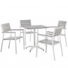 Modway Maine 5 Piece Outdoor Patio Dining Set in White Light Gray - Set in Front Angle