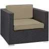 Modway Convene 5 Piece Outdoor Patio Sectional Set in Espresso Mocha - Armchair in Front Side Angle - Modway Convene 5 Piece Outdoor Patio Sectional Set in Espresso Mocha - Armchair in Front Side Angle