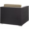 Modway Convene 5 Piece Outdoor Patio Sectional Set in Espresso Mocha - Armchair in Back Side Angle