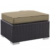 Modway Convene 5 Piece Outdoor Patio Sectional Set in Espresso Mocha - Ottoman in Front Side Angle