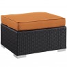 Modway Convene 5 Piece Outdoor Patio Sectional Set in Espresso Orange - Ottoman in Front Side Angle
