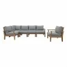 Modway Marina 6 Piece Outdoor Patio Teak Set in Natural Gray - Set in Front Angle - Modway Marina 6 Piece Outdoor Patio Teak Set in Natural Gray - Set in Front Angle