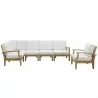 Modway Marina 6 Piece Outdoor Patio Teak Set in Natural White - Set in Front Angle - Modway Marina 6 Piece Outdoor Patio Teak Set in Natural White - Set in Front Angle