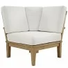 Modway Marina 6 Piece Outdoor Patio Teak Set in Natural White - Corner Chair in Front Angle - Modway Marina 6 Piece Outdoor Patio Teak Set in Natural White - Corner Chair in Front Angle