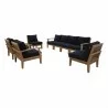Modway Marina 8 Piece Outdoor Patio Teak Set - Natural Navy - Set in Front Side Angle - Modway Marina 8 Piece Outdoor Patio Teak Set - Natural Navy - Set in Front Side Angle