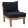 Modway Marina 8 Piece Outdoor Patio Teak Set - Natural Navy - Armless Chair in Front Side Angle - Modway Marina 8 Piece Outdoor Patio Teak Set - Natural Navy - Armless Chair in Front Side Angle
