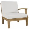 Modway Marina 8 Piece Outdoor Patio Teak Set - Natural White - Right-Arm Sofa in Front Side Angle