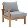 Modway Marina 4 Piece Outdoor Patio Teak Set in Natural Gray - Left-Arm Sofa in Front Side Angle