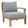 Modway Marina 4 Piece Outdoor Patio Teak Set in Natural Gray - Right-Arm Sofa in Front Side Angle - Modway Marina 4 Piece Outdoor Patio Teak Set in Natural Gray - Right-Arm Sofa in Front Side Angle
