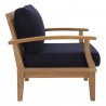 Modway Marina 4 Piece Outdoor Patio Teak Set in Natural Navy - Armchair in Side Angle