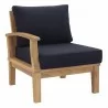 Modway Marina 4 Piece Outdoor Patio Teak Set in Natural Navy - Left-Arm Sofa in Front Side Angle - Modway Marina 4 Piece Outdoor Patio Teak Set in Natural Navy - Left-Arm Sofa in Front Side Angle