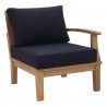 Modway Marina 4 Piece Outdoor Patio Teak Set in Natural Navy - Right-Arm Sofa in Front Side Angle