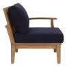 Modway Marina 4 Piece Outdoor Patio Teak Set in Natural Navy - Right-Arm Sofa in Side Angle