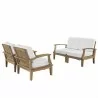 Modway Marina 4 Piece Outdoor Patio Teak Set - Natural White - Set in Front Side Angle - Modway Marina 4 Piece Outdoor Patio Teak Set - Natural White - Set in Front Side Angle