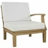 Modway Marina 4 Piece Outdoor Patio Teak Set - Natural White - Right-Arm Sofa in Front Side Angle - Modway Marina 4 Piece Outdoor Patio Teak Set - Natural White - Right-Arm Sofa in Front Side Angle