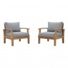 Modway Marina 2 Piece Outdoor Patio Teak Set in Natural Gray - Set in Front Side Angle