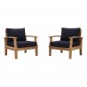 Modway Marina 2 Piece Outdoor Patio Teak Set in Natural Navy - Set in Front Side Angle
