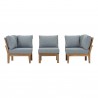 Modway Marina 3 Piece Outdoor Patio Teak Set in Natural Gray - Set in Front Angle