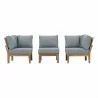 Modway Marina 3 Piece Outdoor Patio Teak Set in Natural Gray - Set in Front Angle - Modway Marina 3 Piece Outdoor Patio Teak Set in Natural Gray - Set in Front Angle