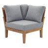Modway Marina 3 Piece Outdoor Patio Teak Set in Natural Gray - Corner Chair in Front Angle