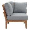 Modway Marina 3 Piece Outdoor Patio Teak Set in Natural Gray - Corner Chair in Side Angle