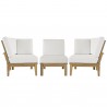 Modway Marina 3 Piece Outdoor Patio Teak Set in Natural White - Set in Front Angle