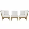 Modway Marina 3 Piece Outdoor Patio Teak Set in Natural White - Set in Front Angle - Modway Marina 3 Piece Outdoor Patio Teak Set in Natural White - Set in Front Angle