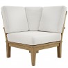 Modway Marina 3 Piece Outdoor Patio Teak Set in Natural White - Corner Chair in Front Angle
