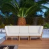 Modway Marina 3 Piece Outdoor Patio Teak Set in Natural White - Lifestyle - Modway Marina 3 Piece Outdoor Patio Teak Set in Natural White - Lifestyle