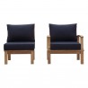 Modway Marina 2 Piece Outdoor Patio Teak Set in Natural Navy - Set in Front Angle