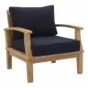 Modway Marina 2 Piece Outdoor Patio Teak Set in Natural Navy - Armchair in Front Side Angle - Modway Marina 2 Piece Outdoor Patio Teak Set in Natural Navy - Armchair in Front Side Angle