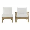 Modway Marina 2 Piece Outdoor Patio Teak Set in Natural White - Set in Front Angle - Modway Marina 2 Piece Outdoor Patio Teak Set in Natural White - Set in Front Angle