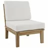 Modway Marina 2 Piece Outdoor Patio Teak Set in Natural White - Armless Chair in Front Side Angle - Modway Marina 2 Piece Outdoor Patio Teak Set in Natural White - Armless Chair in Front Side Angle