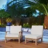Modway Marina 2 Piece Outdoor Patio Teak Set in Natural White - Lifestyle - Modway Marina 2 Piece Outdoor Patio Teak Set in Natural White - Lifestyle