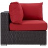 Modway Convene Outdoor Patio Corner in Espresso Red - Side Angle