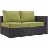 Modway Convene Outdoor Patio Right Arm Loveseat - Espresso Peridot - Front Side Angle
