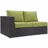 Modway Convene Outdoor Patio Left Arm Loveseat in Espresso Peridot  - Front Side Angle - Modway Convene Outdoor Patio Left Arm Loveseat in Espresso Peridot  - Front Side Angle