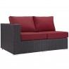 Modway Convene Outdoor Patio Left Arm Loveseat in Espresso Red - Front Side Angle