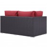 Modway Convene Outdoor Patio Left Arm Loveseat in Espresso Red - Back Side Angle