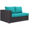 Modway Convene Outdoor Patio Left Arm Loveseat in Espresso Turquoise - Front Side Angle