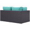 Modway Convene Outdoor Patio Left Arm Loveseat in Espresso Turquoise - Back Side Angle