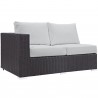 Modway Convene Outdoor Patio Left Arm Loveseat - Espresso White - Front Side Angle