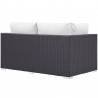 Modway Convene Outdoor Patio Left Arm Loveseat - Espresso White - Back Side Angle