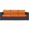 Modway Convene Outdoor Patio Sofa in Espresso Orange - Front Angle - Modway Convene Outdoor Patio Sofa in Espresso Orange - Front Angle