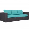 Modway Convene Outdoor Patio Sofa in Espresso Turquoise - Front Side Angle