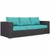 Modway Convene Outdoor Patio Sofa in Espresso Turquoise - Front Side Angle - Modway Convene Outdoor Patio Sofa in Espresso Turquoise - Front Side Angle