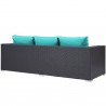 Modway Convene Outdoor Patio Sofa in Espresso Turquoise - Back Side Angle