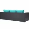 Modway Convene Outdoor Patio Sofa in Espresso Turquoise - Back Side Angle - Modway Convene Outdoor Patio Sofa in Espresso Turquoise - Back Side Angle
