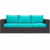 Modway Convene Outdoor Patio Sofa in Espresso Turquoise - Front Angle