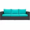 Modway Convene Outdoor Patio Sofa in Espresso Turquoise - Front Angle - Modway Convene Outdoor Patio Sofa in Espresso Turquoise - Front Angle